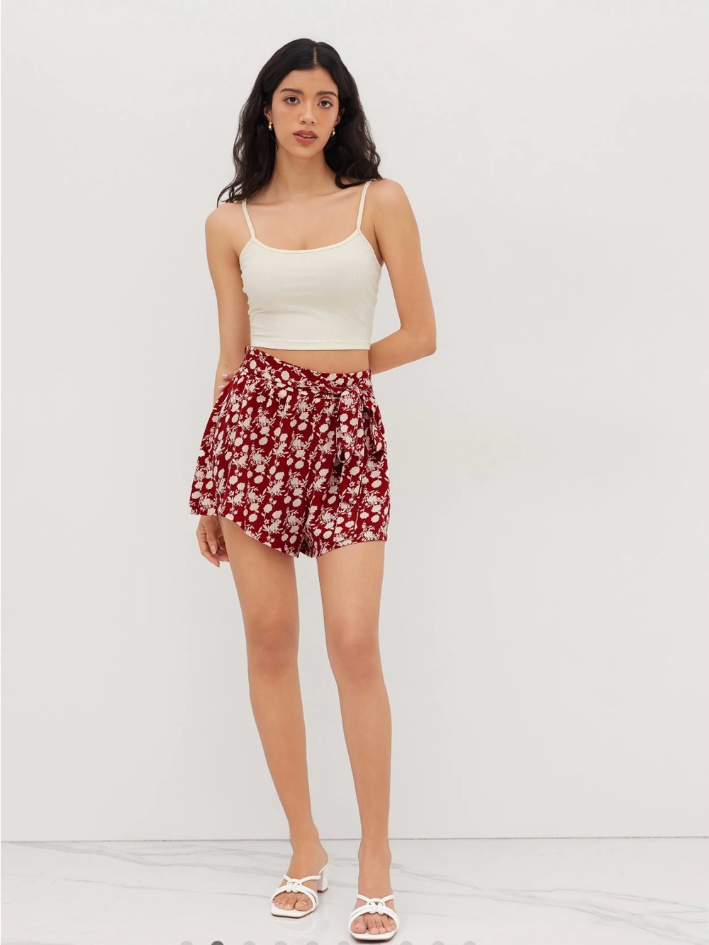 Cider Floral Red Tie-Waist Women’s Skort